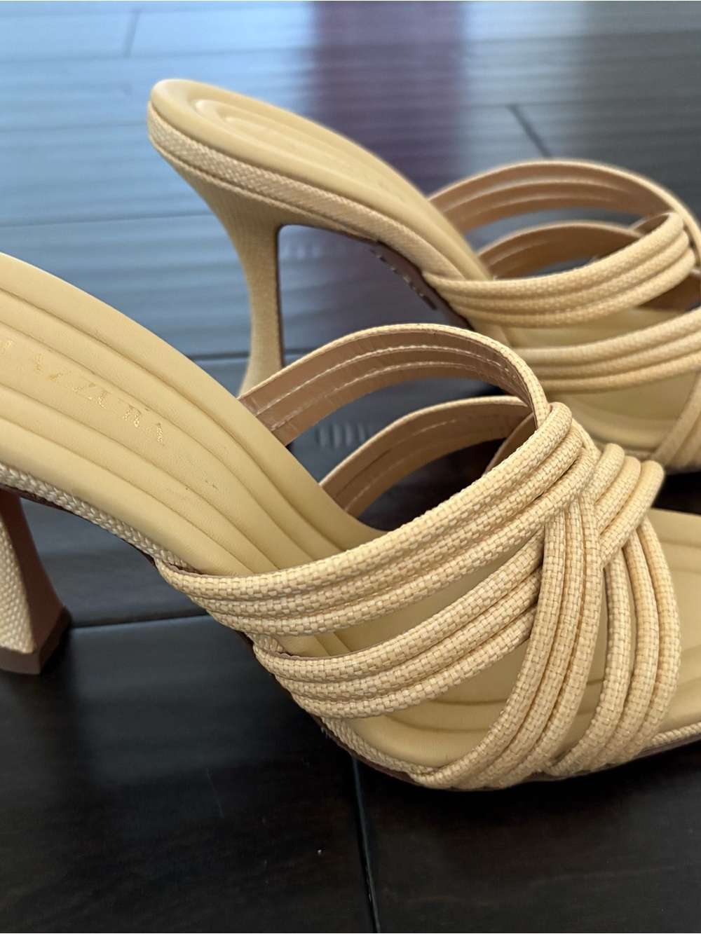 Aquazurra Raffia Heel Mule